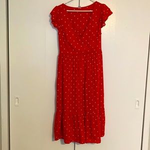 V-neck flutter sleeve dress